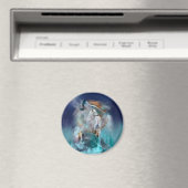 Indischer Träumer und ethnischer Stammeswolf Magnet (In Situ (Geschirrspüler))