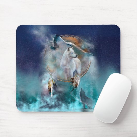 Indischer Träumer und ethnischer Stammeswolf Mousepad (Mit Mouse)