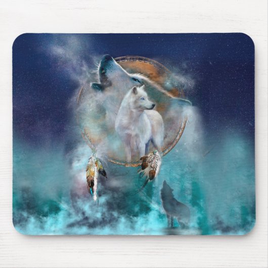 Indischer Träumer und ethnischer Stammeswolf Mousepad (Vorne)