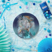 Indischer Träumer und ethnischer Stammeswolf Pappteller (Party)