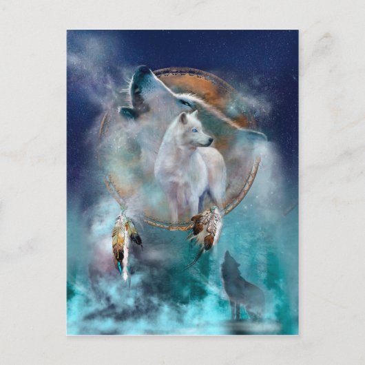 Indischer Träumer und ethnischer Stammeswolf Postkarte (Vorderseite)