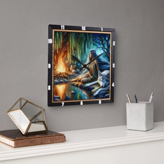 Indischer Twilight: Die heilige Glade Quadratische Wanduhr (Büro)