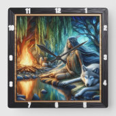 Indischer Twilight: Die heilige Glade Quadratische Wanduhr (Vorderseite)