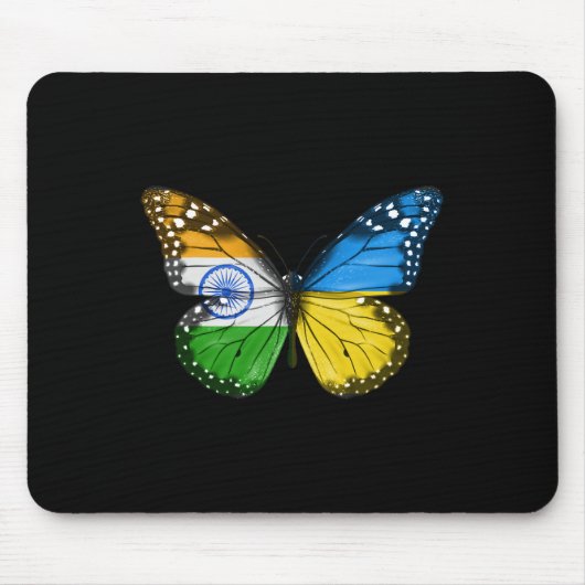 Indischer Ukrainischer Flagge Schmetterling Indien Mousepad (Vorne)