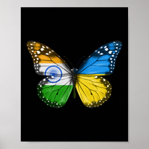 Indischer Ukrainischer Flagge Schmetterling Indien Poster