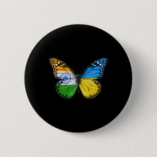 Indischer Ukrainischer Flaggen Schmetterling Indie Button