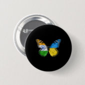 Indischer Ukrainischer Flaggen Schmetterling Indie Button (Vorne & Hinten)