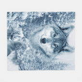 Indischer Weißer Wolf Fleecedecke (Vorderseite (Horizontal))