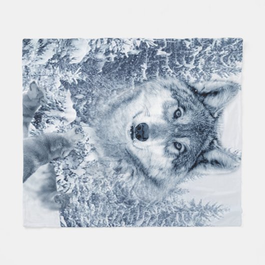 Indischer Weißer Wolf Fleecedecke (Vorderseite (Horizontal))