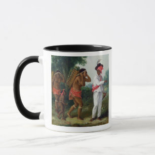Indischer Westmann der Farbe, Carib Wom verweisend Tasse