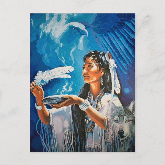 Indischer Wolf Postkartenmalerei von Freyja Postkarte (Vorderseite)