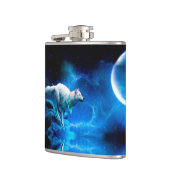 Indischer Wolf und Vollmond Flachmann (Links)