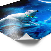 Indischer Wolf und Vollmond Fotodruck (Ecke)