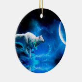 Indischer Wolf und Vollmond Keramik Ornament (Rechts)