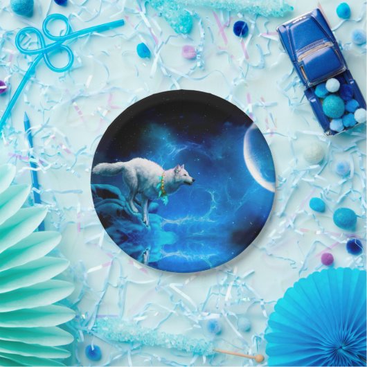 Indischer Wolf und Vollmond Pappteller (Party)