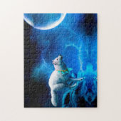 Indischer Wolf und Vollmond Puzzle (Vertikal)