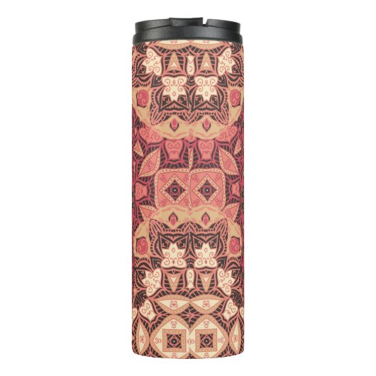 Indisches abstraktes Medaillonmuster. Boho und Sin Thermosbecher (Rückseite)