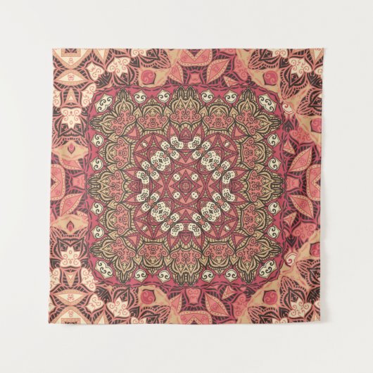 Indisches abstraktes Medaillonmuster. Boho und Sin Wandteppich (Vorderseite (Horizontal))