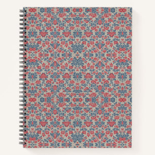 Indisches Blockdruck Blumen Indigo Notizbuch