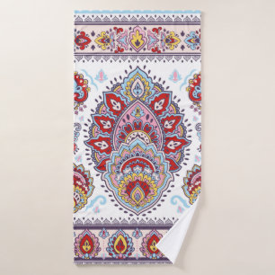 Indisches Blumenpaisley-Medaillon-Muster. Ethnic M Badehandtuch