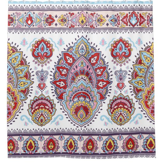 Indisches Blumenpaisley-Medaillon-Muster. Ethnic M Duschvorhang (Vorderseite)