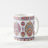 Indisches Blumenpaisley-Medaillon-Muster. Ethnic M Kaffeetasse (VorderseiteRechts)