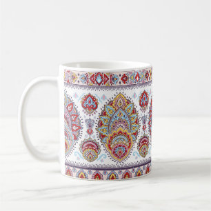 Indisches Blumenpaisley-Medaillon-Muster. Ethnic M Kaffeetasse