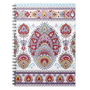 Indisches Blumenpaisley-Medaillon-Muster. Ethnic M Notizblock