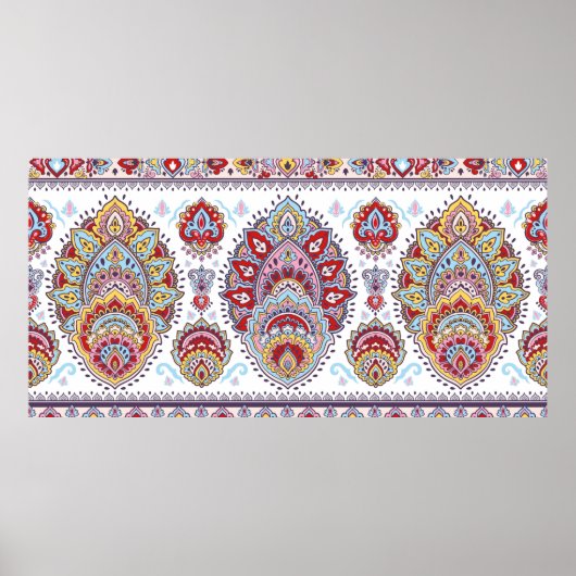 Indisches Blumenpaisley-Medaillon-Muster. Ethnic M Poster (Vorne)