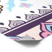 Indisches Blumenpaisley-Medaillon-Muster. Ethnic M Poster (Ecke)