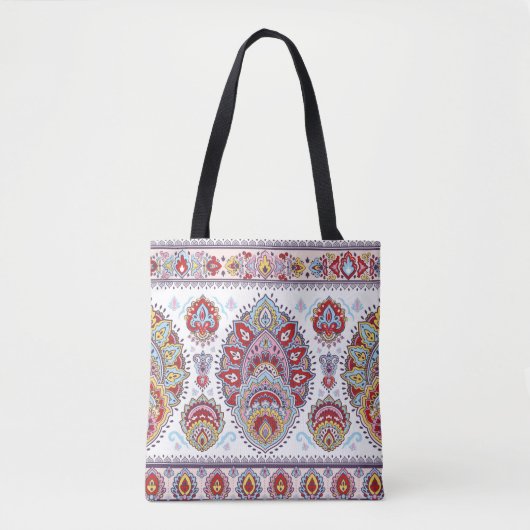 Indisches Blumenpaisley-Medaillon-Muster. Ethnic M Tasche (Vorderseite)