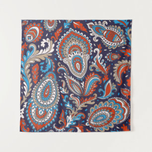 Indisches Blumenpaisley-Medaillon-Muster. Ethnic M Wandteppich