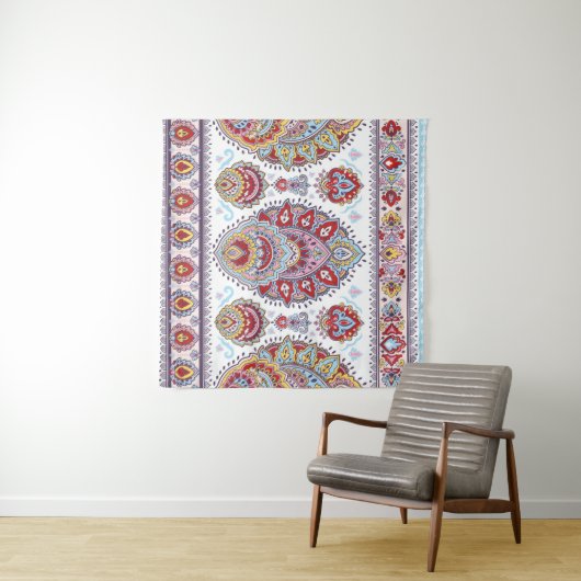 Indisches Blumenpaisley-Medaillon-Muster. Ethnic M Wandteppich (Beispiel (Horizontal))