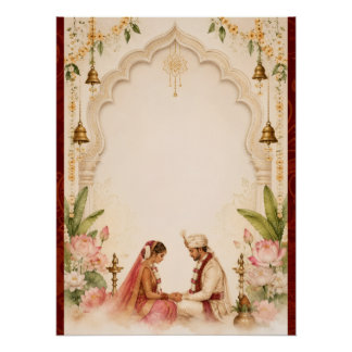 Indisches Braut-und Bräutigam-Hochzeitsposter Poster