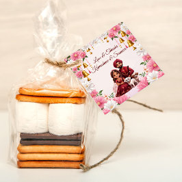 Indisches Brautpaar mit Hundekarikatur-Gefallen Geschenkanhänger