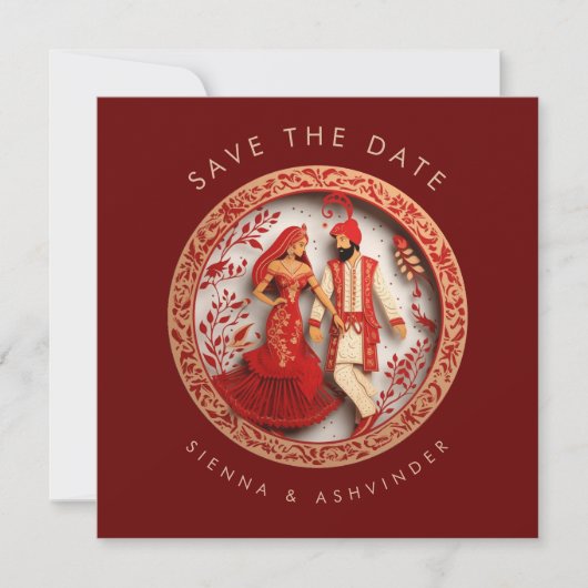 Indisches Brautpaar Save The Date (Vorderseite)