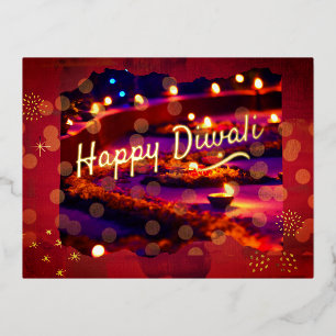 Indisches Diwali Folien Feiertagspostkarte