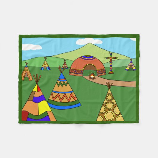 Indisches Dorf Fleecedecke (Vorderseite (Horizontal))