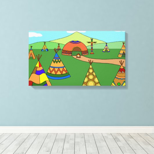 Indisches Dorf Leinwanddruck (Insitu (Holzboden))