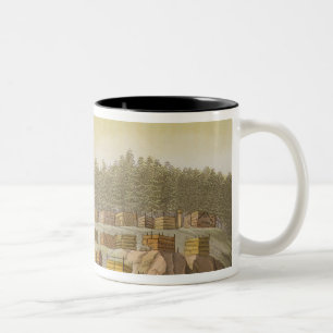Indisches Dorf, neues Georgia, Alaska (Farbeengrav Zweifarbige Tasse