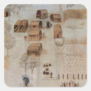 Indisches Dorf Secoton Quadratischer Aufkleber