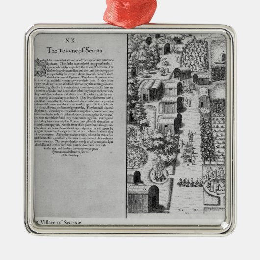 Indisches Dorf von Secoton Silbernes Ornament (Vorne)