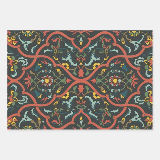 Indisches Druckmuster Geschenkpapier Set (Vorderseite)