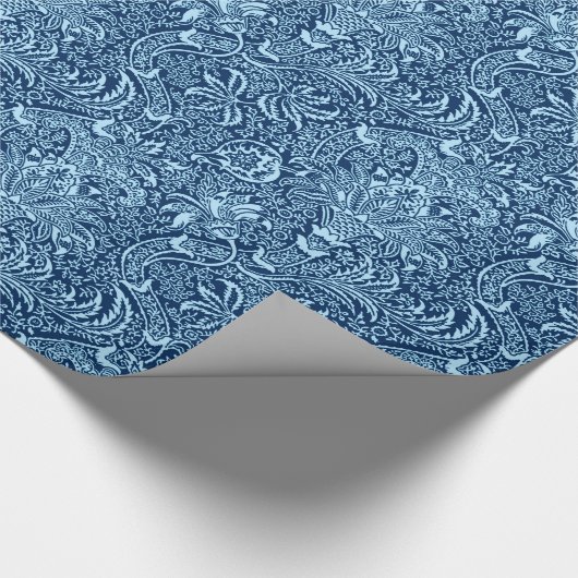 Indisches, dunkles Indigo William Morriss und Geschenkpapier (Ecke)