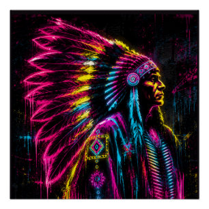 Indisches Einheimisches Neon Poster