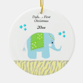 Indisches Elephant Baby's First Christmas Keramikornament (Vorne)