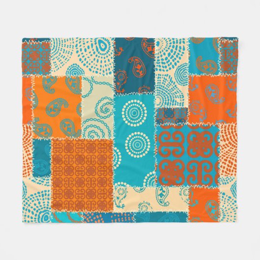 Indisches Flickwerk, nahtloser Vintager Hintergrun Fleecedecke (Vorderseite (Horizontal))