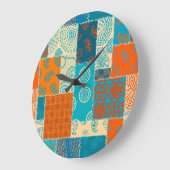 Indisches Flickwerk, nahtloser Vintager Hintergrun Große Wanduhr (Winkel)