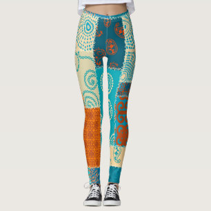 Indisches Flickwerk, nahtloser Vintager Hintergrun Leggings