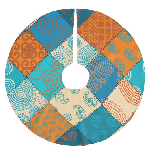 Indisches Flickwerk: Vintag nahtlos. Polyester Weihnachtsbaumdecke (Vorderseite)